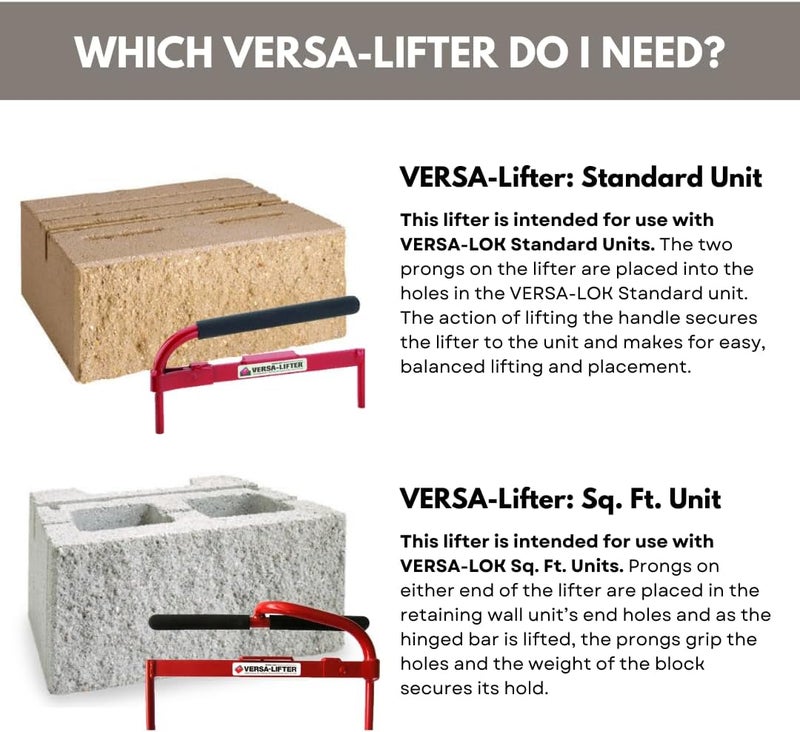 VERSA-LOK فيرسا-ليفت: رافع وحدات الجدران، وضع الكتل بشكل أسرع، متوافق مع وحدات الجدران الاحتفاظ (وحدة القدم المربعة) (وحدة قدم مربعة) - Image 2